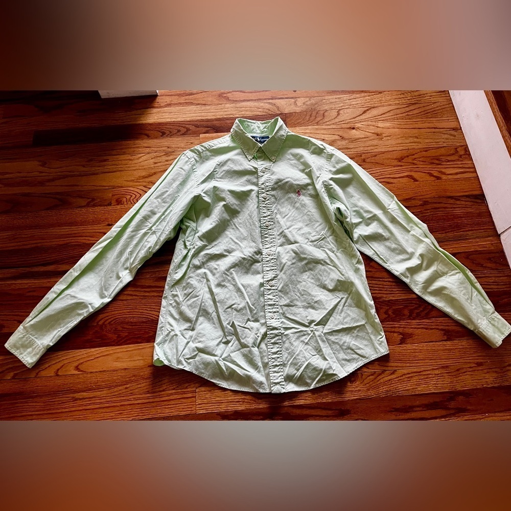 Ralph Lauren Light Green Gingham Button Down Shirt - Large/16 1/2